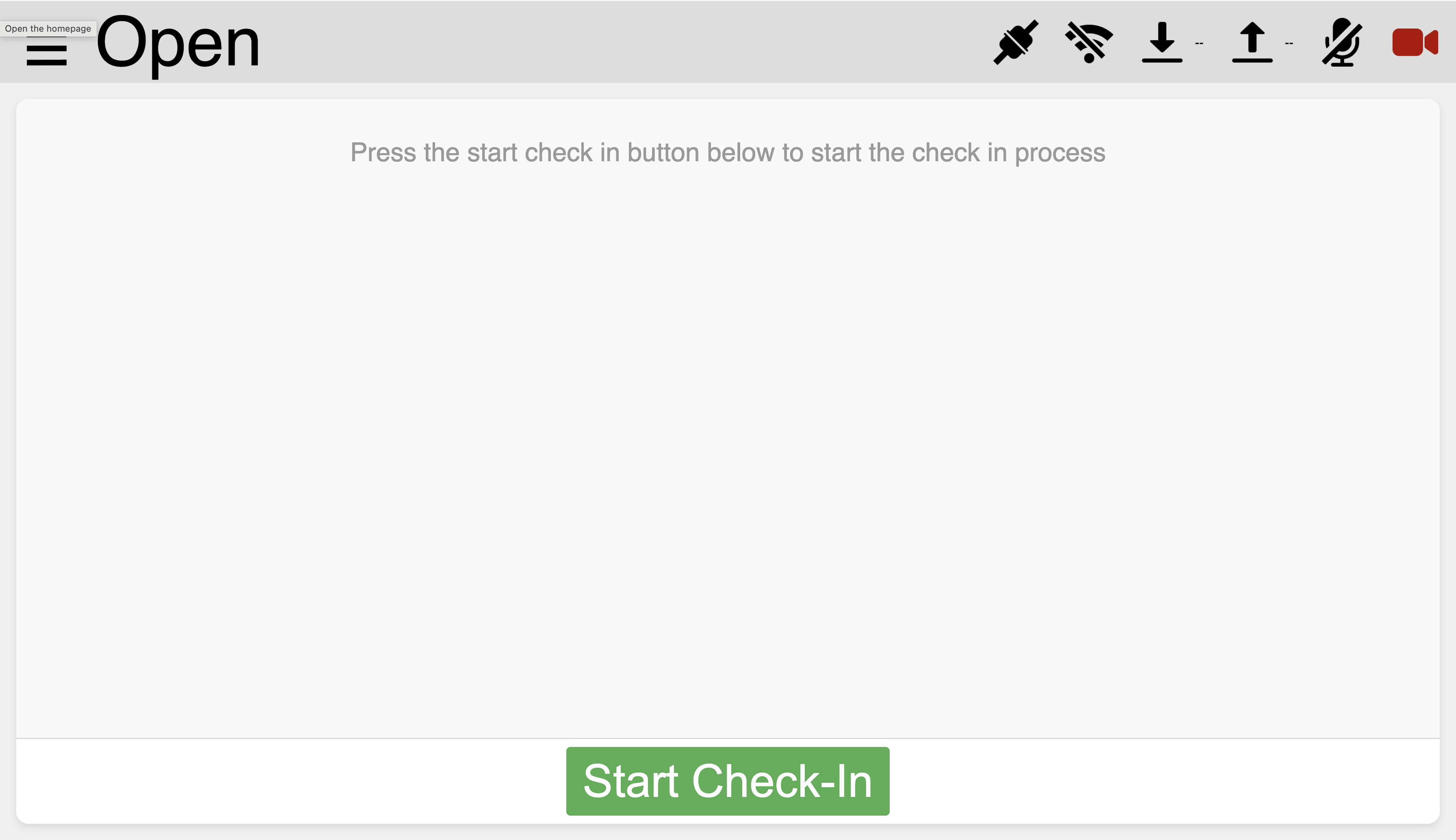 Check-in Screen