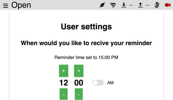 Settings Screen - Reminder